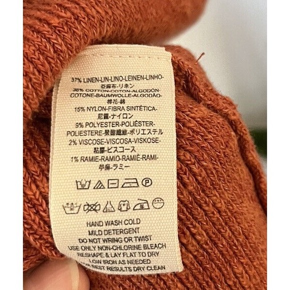 Free People Color Block Orange Cream Flared Sleeve Sweater Dress Size Small - Picture 8 of 13